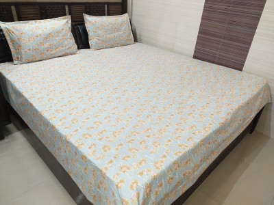 ABC TEXTILE HOUSE 240 TC Cotton Double Floral Flat Bedsheet(Pack of 1, Multicolor)