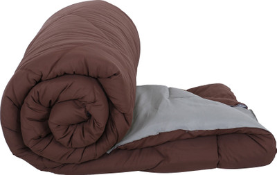 RD11 Solid Single Comforter for  Mild Winter(Poly Cotton, Brown-Grey)
