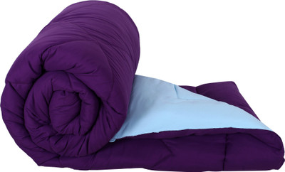 RD11 Solid Single Comforter for  Mild Winter(Poly Cotton, Purple-Aqua)