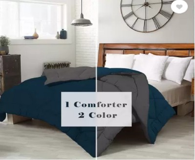 Koji Solid Single Comforter for  Mild Winter(Polyester, Grey, Navy Blue)