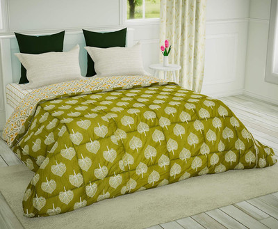 RUSTIC LINEN Printed Double Comforter for  AC Room(Cotton, Green)