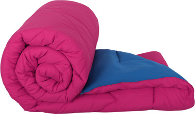 RD11 Solid Single Comforter for  Heavy Winter(Poly Cotton, Pink-Cyan)