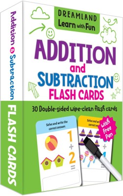 Flash Cards Addition and Subtraction - 30 Double Sided Wipe Clean Flash Cards for Kids (With Free Pen)(English, Flash Cards, Dreamland Publications)