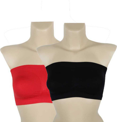 BRATON Women Bandeau/Tube Non Padded Bra(Red, Black)