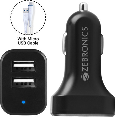 ZEBRONICS 10.5 W Turbo Car Charger(Black, With USB Cable)