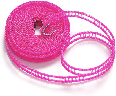 PuthaK Clotheslines Nylon Portable Adjustable for Indoor & Outdoor Laundry Drying Windproof Clothes Rope Hanger for Home Random Color (5 Meter) Nylon Retractable Clothesline(5 m)
