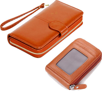 StealODeal Casual, Formal Brown, Orange Clutch(Pack of: 2)