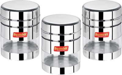 Sumeet Steel Utility Container  - 800 ml(Pack of 3, Silver)