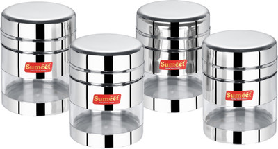 Sumeet Steel Utility Container  - 800 ml(Pack of 4, Silver)
