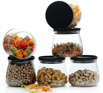 Flipkart SmartBuy Plastic Grocery Container  - 800 ml(Pack of 6, Black)