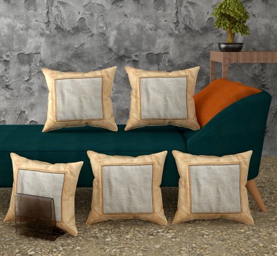 A CUBE LUXURY SOLUTIONS Self Design Cushions Cover(Pack of 5, 40 cm*40 cm, Beige)