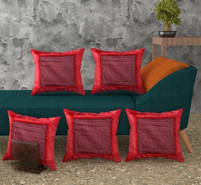 A CUBE LUXURY SOLUTIONS Self Design Cushions Cover(Pack of 5, 40 cm*40 cm, Maroon)