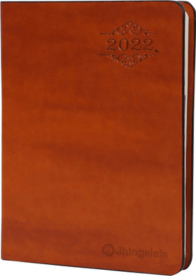 Jhingalala 2022 PU Finish Leather Diary Notebook Regular Diary Ruled 365 Pages(Brown)