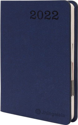 Jhingalala 2022 PU Finish Leather Diary Notebook Regular Diary Ruled 365 Pages(Blue)
