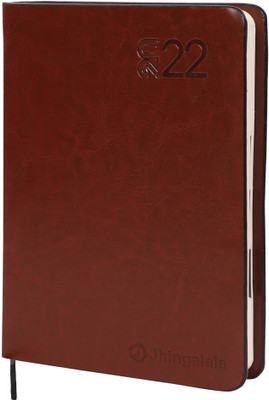 Jhingalala 2022 PU Finish Leather Diary Notebook Regular Diary Ruled 365 Pages(Brown)