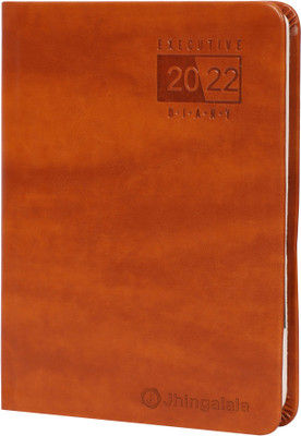 Jhingalala 2022 PU Finish Leather Diary Notebook Regular Diary Ruled 365 Pages(Brown)