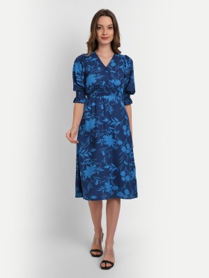 Rediscover Fashion Women A-line Blue Dress