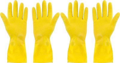 SEE INSIDE Cleaning Gloves Reusable Rubber Hand Gloves | Stretchable Washing Gloves for Kitchen Garden - Pack of 2 Gardening Shoulder Glove