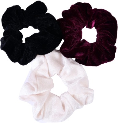 Matkooz VELVET HAIR SCRUNCHIES Rubber Band(Purple, White, Black)