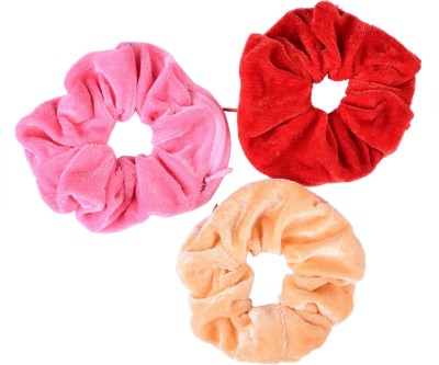 NNR VELVET ZIP HAIR SCRUNCHIES Rubber Band(Pink, Red, Orange)