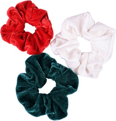 Matkooz VELVET HAIR SCRUNCHIES Rubber Band(Green, Red, White)