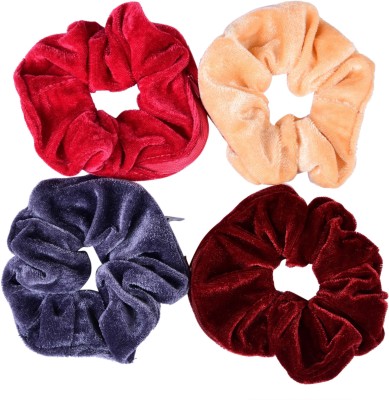 NNR VELVET ZIP HAIR SCRUNCHIES Rubber Band(Yellow, Red, Maroon, Purple)