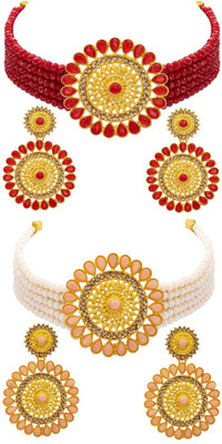 R A Enterprises Alloy Gold-plated Multicolor Jewellery Set(Pack of 2)