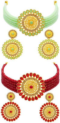 R A Enterprises Alloy Gold-plated Multicolor Jewellery Set(Pack of 2)