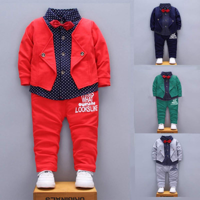 WOXXA Baby Boys Casual Jacket Track Pants, Bow Tie, Shirt(red)