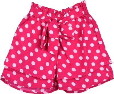 ali Short For Girls Casual Polka Print Polyester(Pink, Pack of 1)