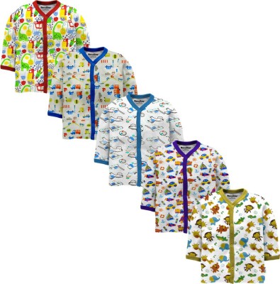 NammaBaby Baby Boys & Baby Girls Printed Cotton Blend T Shirt(Multicolor, Pack of 5)