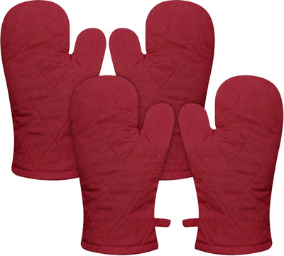 KUBER INDUSTRIES Maroon Cotton Kitchen Linen Set(Pack of 4)