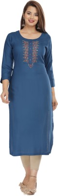 Highlight fashion export Women Embellished Straight Kurta(Dark Green)