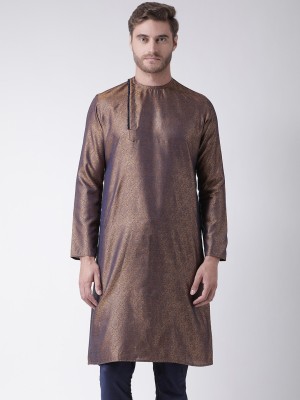 DEYANN Men Woven Design Straight Kurta(Brown)