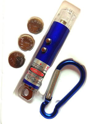deepak badkur 3 in 1 Laser Pointer,LaserTorch with Emergency Hazard LED Light and Key Chain Hook (Pack of 1) With 3 Button Size Cells(650 nm, blue)
