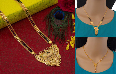 RAMDEV ART FASHION JEWELLERY 3 pic Designer and Stylish alloy Mangalsutra for Women Copper Mangalsutra