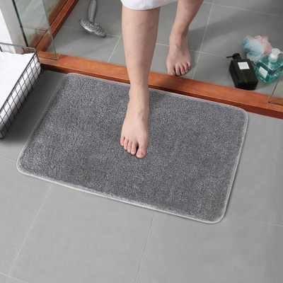 A CUBE LUXURY SOLUTIONS Microfiber Bathroom Mat(Grey, Medium, Pack of 2)