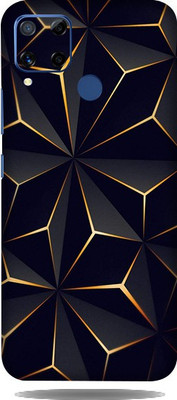 LAMHA Realme C15 Mobile Skin(Ultra Super Black Abstract Shape With High Matte Finish.)