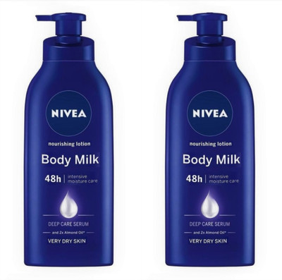 NIVEA Body Lotion for Very Dry Skin, Nourishing Body Milk with 2x Almond Oil (Pack of 2)(600 ml)