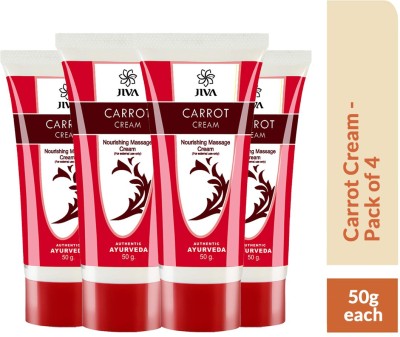 JIVA Carrot Cream - Nourising Massage Cream - Enriched with Vitamin E, A and D - 50 g Each - Pack of 4(200 ml)