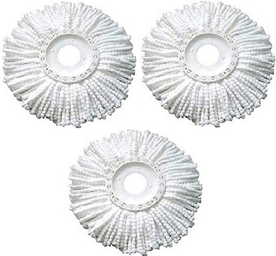 ALLFIT 360 Rotating Magic Spin Microfiber Mop Head Refill Absorbent Refills for All Home & Office Floor Cleaning only - 3 Pcs Set (White) Refill(White)