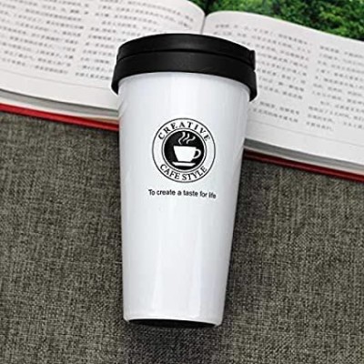 Aryshaa ™ White Vacuum Insulated Travel Stainless Steel Coffee Tea With Handled Thermos 380 mL Stainless Steel Coffee Mug(380 ml)
