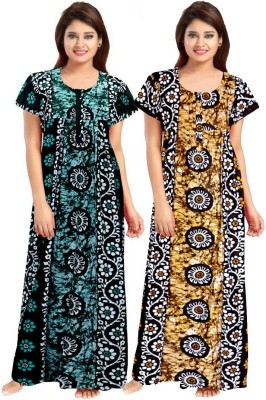 impression Women Nighty Set(Green, Black)