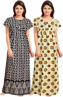 JWF Women Nighty(Black, Yellow)