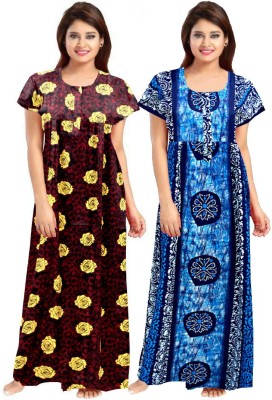 MUDRIKA Women Nighty(Maroon, Yellow, Blue)