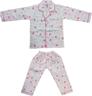udachi Baby Boys & Baby Girls Printed Red Shirt & Pyjama set