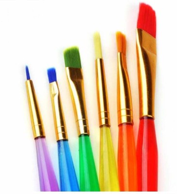 Eclet Round Brush Set of 6 with Heavy Color plate + one brush free(Set of 8, Multicolor)
