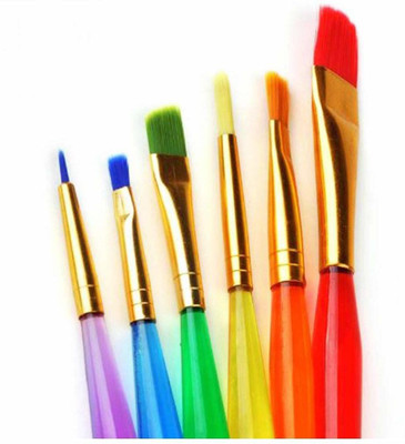 Eclet Round Brush Set of 6 with Heavy Color plate + one brush free(Set of 8, Multicolor)