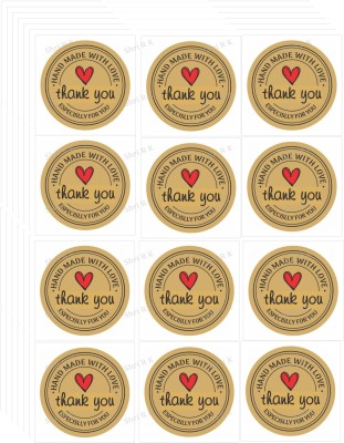 Shri R K Heart Thank You Sticker Pack of 500 Self Adhesive Paper Label(Multicolor)