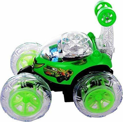 niveeka Rechargeable Remote Control Twisting Stunt Car with 360 Degrees Rotation N66(Green)